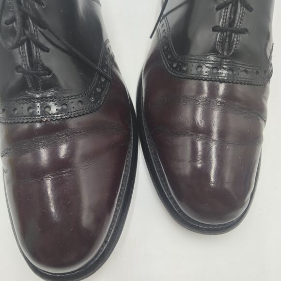 Vintage Allen Edmonds Polo Saddle Oxfords Men\'s 9.5 D Oxblood Black Dress Shoes